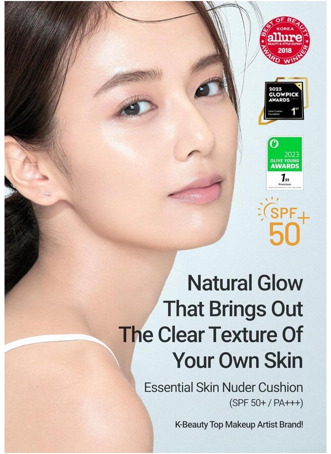 [JUNGSAEMMOOL OFFICIAL] Essential Skin Nuder Cushion (Medium) | Refill not Included | Foundation Makeup | Natural Finish | Buildable Coverage | Korean Makeup Artist Brand | Cream Foundation