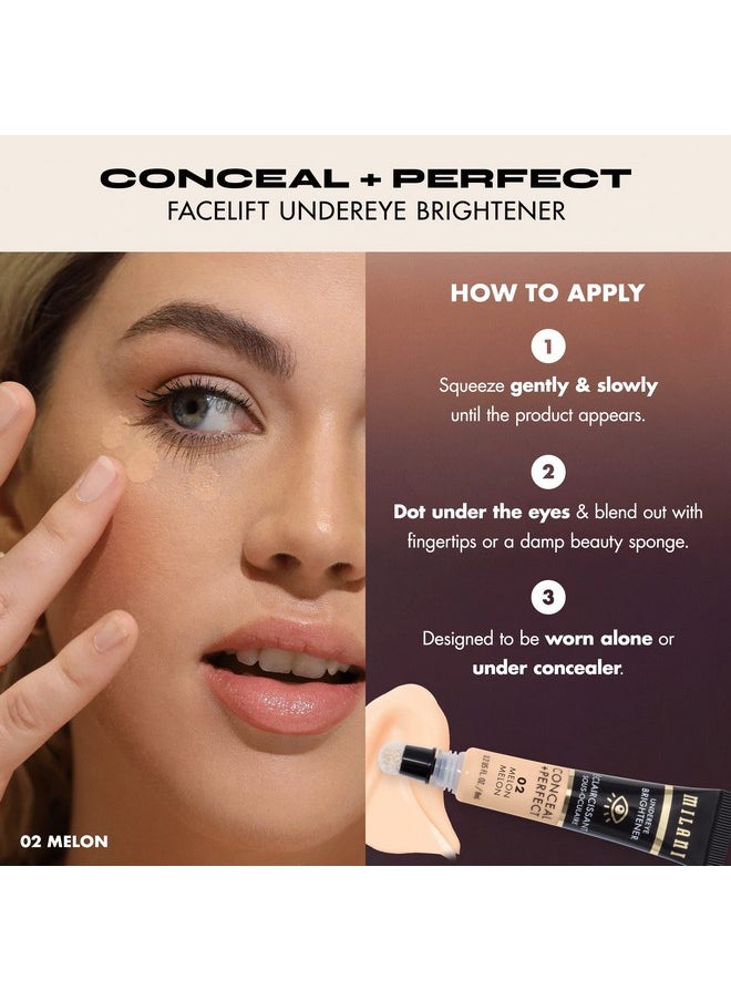 Milani Conceal + Perfect Undereye Brightener for Treating Dark Circles, Face Lift Collection - Rose
