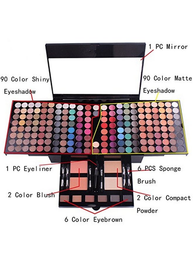 Pure Vie All-in-One Holiday Gift Makeup Set Essential Starter Bundle Include Eyeshadow Palette Lipgloss Concealer Blush Eyebrow Foundation Face Powder Eyeliner Pencil - Make up Kit for Women Full Kit