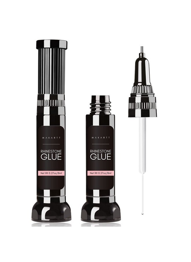 Makartt Nail Rhinestone Glue Gel, Upgrade Gel Nail Glue with Brush Pen Tip Super Strong Adhesive Precise for Nail Charms Crystals Rhinestones Beads Flower 3D Decorations 8ml*2
