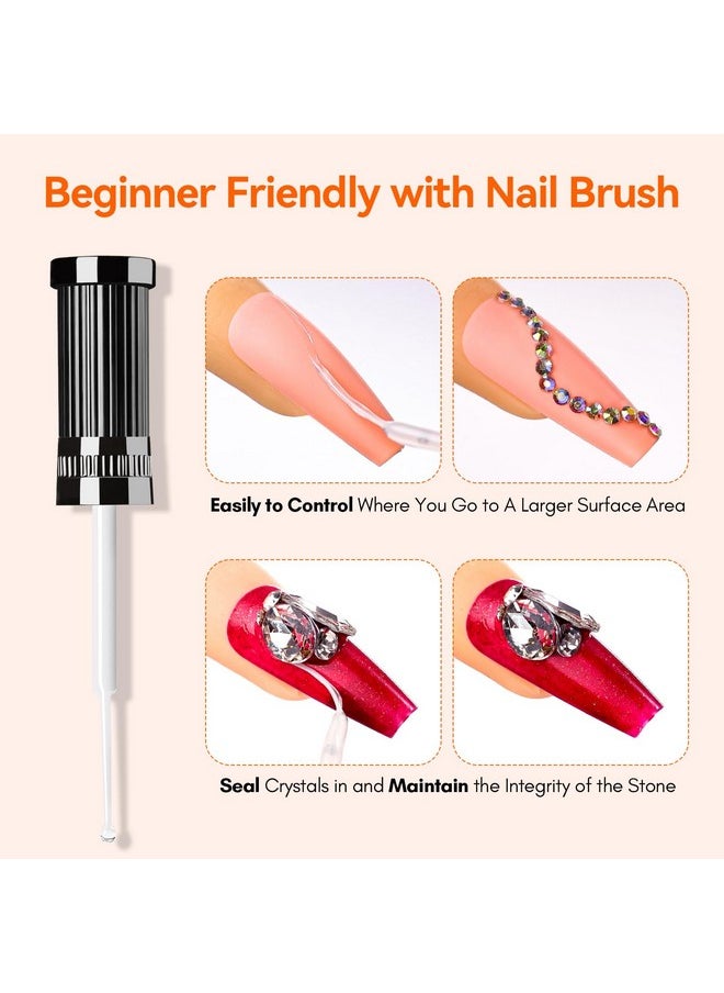 Makartt Nail Rhinestone Glue Gel, Upgrade Gel Nail Glue with Brush Pen Tip Super Strong Adhesive Precise for Nail Charms Crystals Rhinestones Beads Flower 3D Decorations 8ml*2