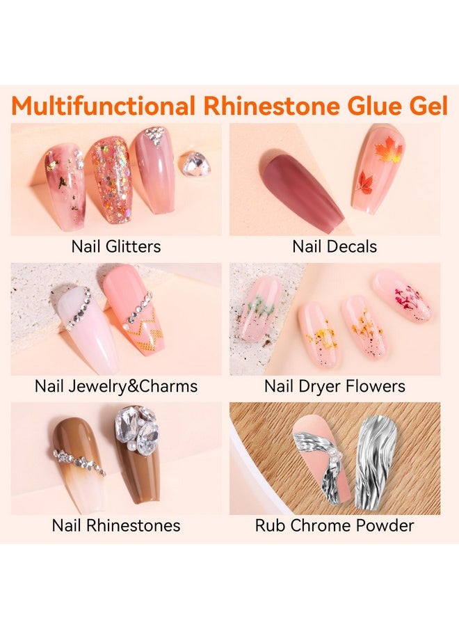 Makartt Nail Rhinestone Glue Gel, Upgrade Gel Nail Glue with Brush Pen Tip Super Strong Adhesive Precise for Nail Charms Crystals Rhinestones Beads Flower 3D Decorations 8ml*2