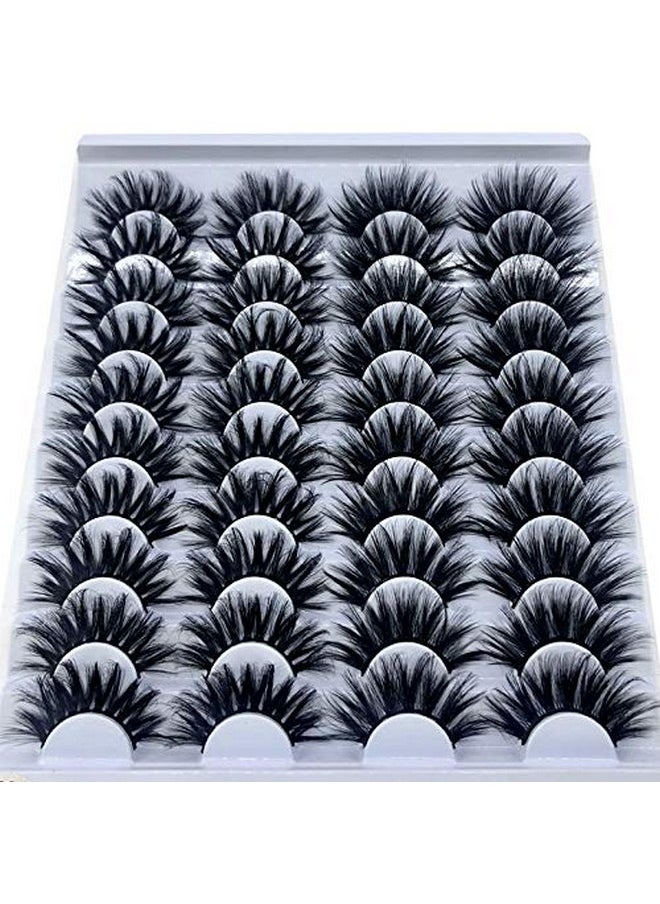 HBZGTLAD 20 Pairs 25 mm 3d Mink Lashes Bulk Faux with Custom Box Wispy Natural Mink Lashes Pack Short Wholesales Natural False Eyelashes (F063)