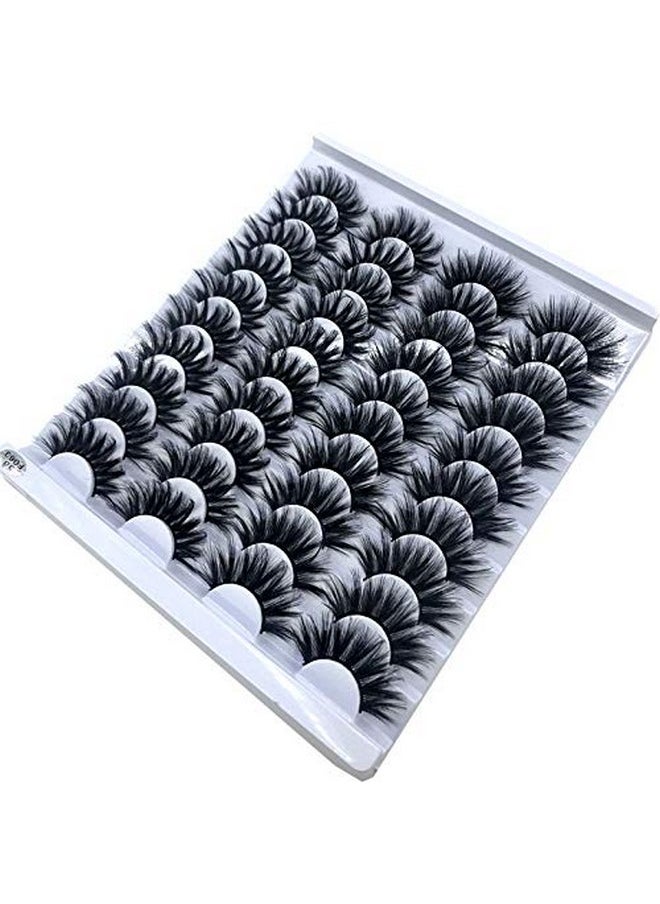 HBZGTLAD 20 Pairs 25 mm 3d Mink Lashes Bulk Faux with Custom Box Wispy Natural Mink Lashes Pack Short Wholesales Natural False Eyelashes (F063)