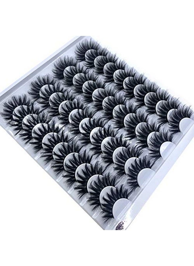 HBZGTLAD 20 Pairs 25 mm 3d Mink Lashes Bulk Faux with Custom Box Wispy Natural Mink Lashes Pack Short Wholesales Natural False Eyelashes (F063)