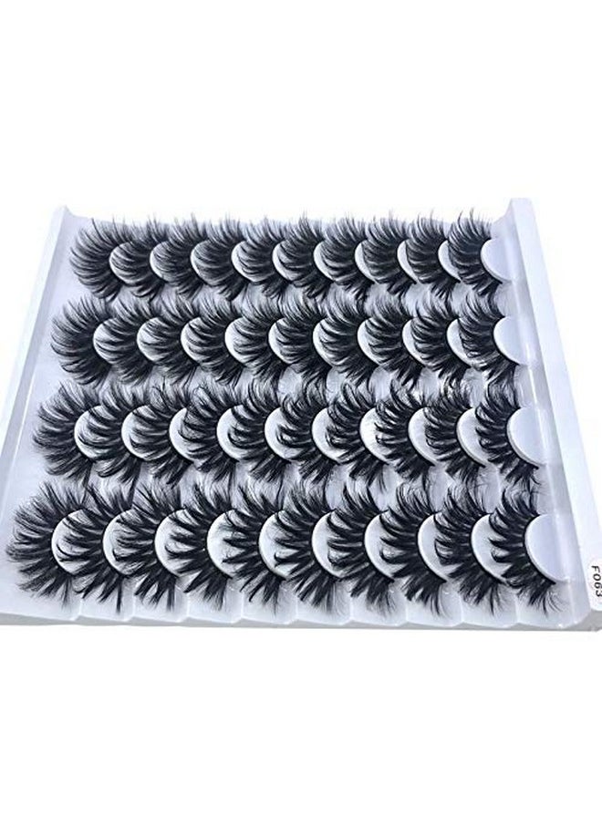 HBZGTLAD 20 Pairs 25 mm 3d Mink Lashes Bulk Faux with Custom Box Wispy Natural Mink Lashes Pack Short Wholesales Natural False Eyelashes (F063)