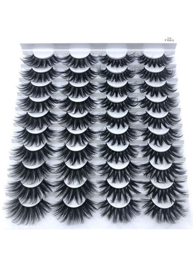 HBZGTLAD 20 Pairs 25 mm 3d Mink Lashes Bulk Faux with Custom Box Wispy Natural Mink Lashes Pack Short Wholesales Natural False Eyelashes (F063)