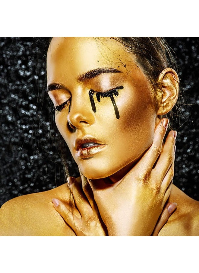 MEICOLY Cream Gold Face Body Paint,2.1Oz Smudge-proof Gold Body Paint,Water Based Washable Full Body Paint for Adults and Kids,Halloween SFX Special Effects Christmas Highlight Makeup,Metallic Gold