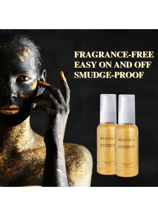 MEICOLY Cream Gold Face Body Paint,2.1Oz Smudge-proof Gold Body Paint,Water Based Washable Full Body Paint for Adults and Kids,Halloween SFX Special Effects Christmas Highlight Makeup,Metallic Gold