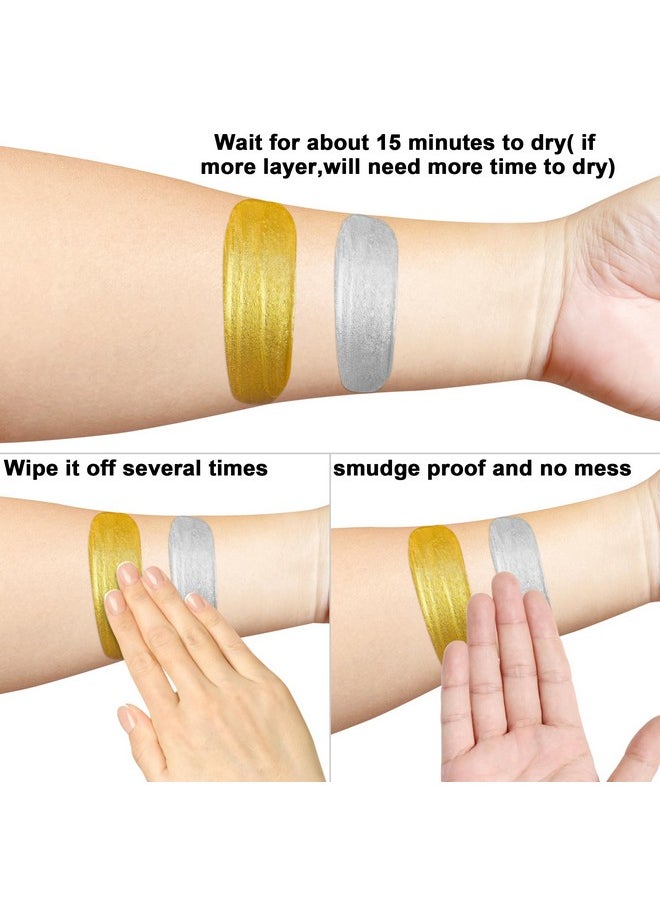 MEICOLY Cream Gold Face Body Paint,2.1Oz Smudge-proof Gold Body Paint,Water Based Washable Full Body Paint for Adults and Kids,Halloween SFX Special Effects Christmas Highlight Makeup,Metallic Gold