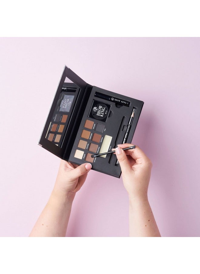 W7 Brow King Ultimate Eyebrow Kit - Shape, Define & Groom Palette - Professional Makeup Set