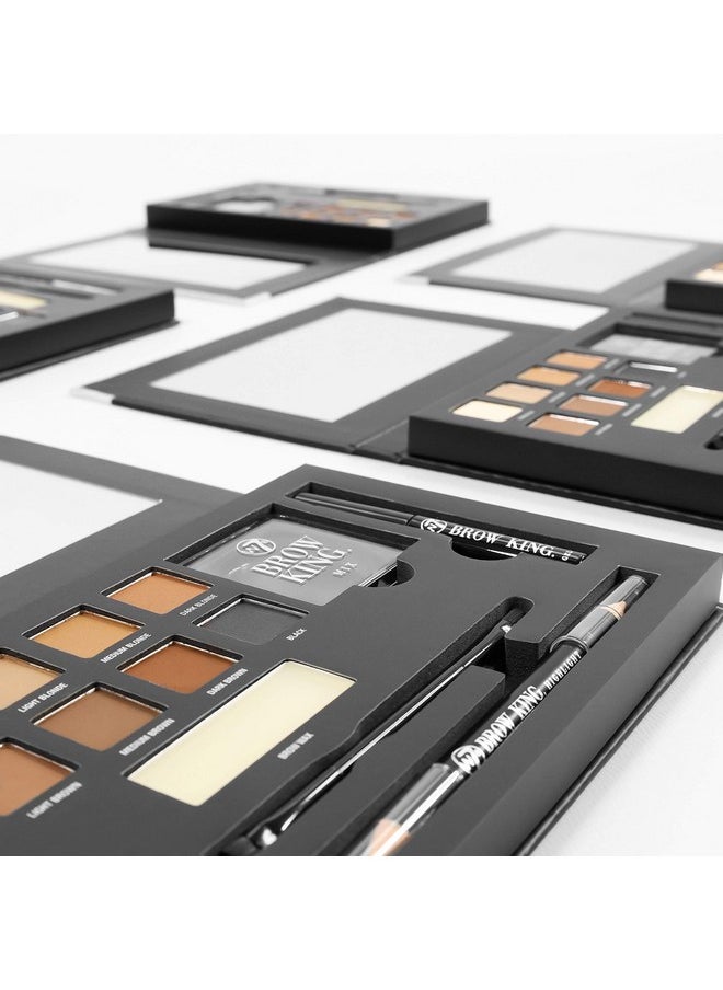 W7 Brow King Ultimate Eyebrow Kit - Shape, Define & Groom Palette - Professional Makeup Set
