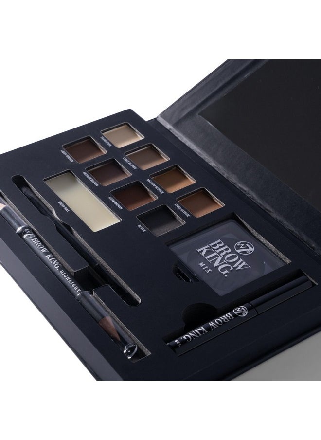 W7 Brow King Ultimate Eyebrow Kit - Shape, Define & Groom Palette - Professional Makeup Set