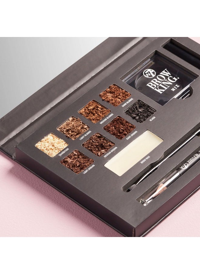 W7 Brow King Ultimate Eyebrow Kit - Shape, Define & Groom Palette - Professional Makeup Set
