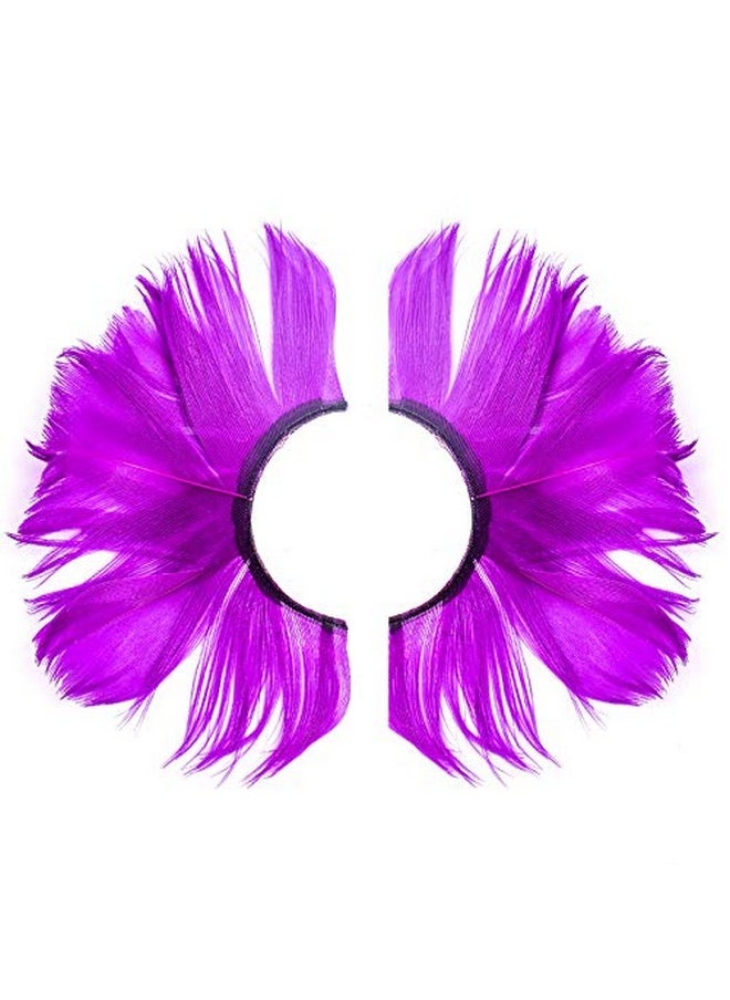 Dorisue Feathered Eyelashes Purple Light and Dark for Christmas Party Cosplay Costume Dramatic Feather False Eyelashes Long Party Use 3D Fake Eye Lashes Handmade