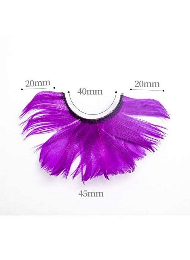 Dorisue Feathered Eyelashes Purple Light and Dark for Christmas Party Cosplay Costume Dramatic Feather False Eyelashes Long Party Use 3D Fake Eye Lashes Handmade