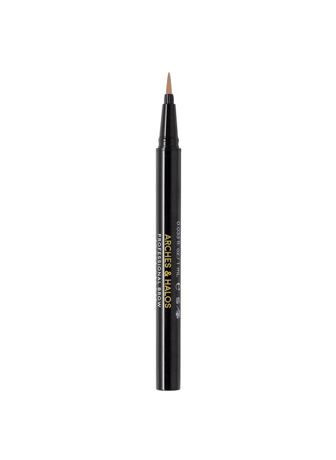 Arches & Halos Bristle Tip Pen - For Full, Bold, More Defined Brows - Long-lasting, Smudge Proof, Pigmented Color - Vegan and Cruelty Free Makeup - Warm Brown - 0.02 fl oz
