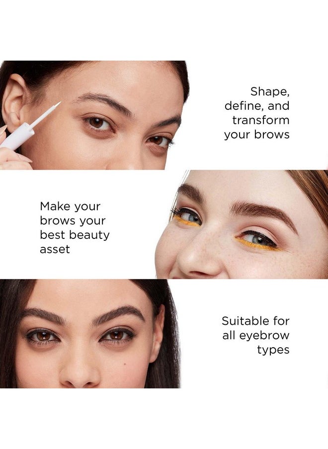 Arches & Halos Bristle Tip Pen - For Full, Bold, More Defined Brows - Long-lasting, Smudge Proof, Pigmented Color - Vegan and Cruelty Free Makeup - Warm Brown - 0.02 fl oz