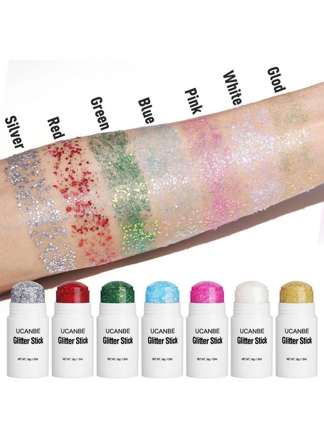UCANBE White Body Glitter Stick for Singer Concerts Music Festivals, Face Glitter Makeup for Face Body Hair Eyes & Lips, Chunky Glitter Sparkling Mermaid Sequins for Women 1.2OZ