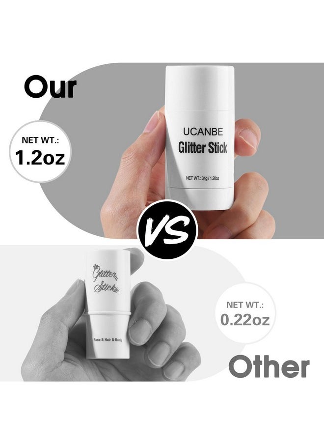UCANBE White Body Glitter Stick for Singer Concerts Music Festivals, Face Glitter Makeup for Face Body Hair Eyes & Lips, Chunky Glitter Sparkling Mermaid Sequins for Women 1.2OZ
