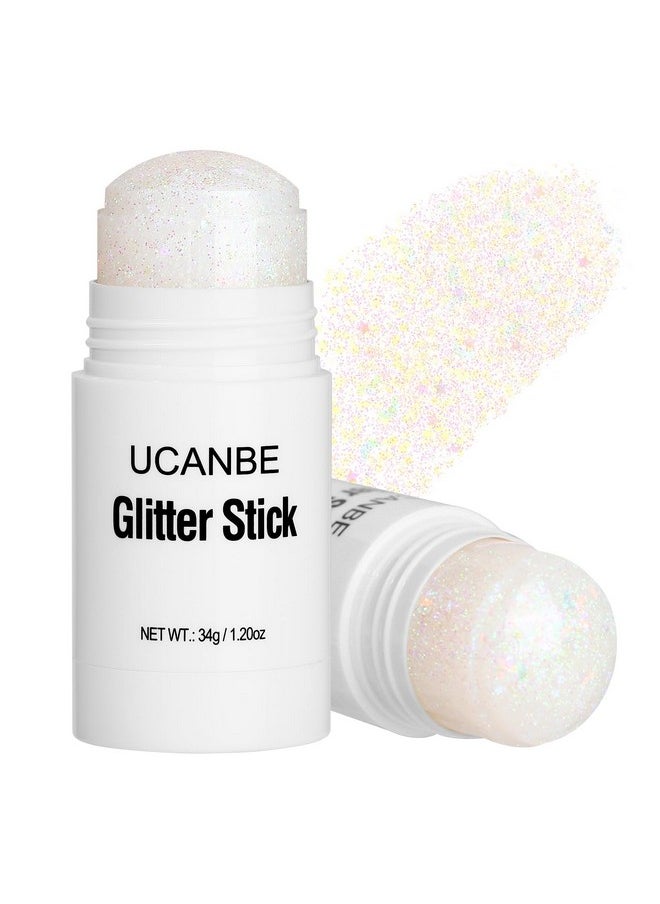 UCANBE White Body Glitter Stick for Singer Concerts Music Festivals, Face Glitter Makeup for Face Body Hair Eyes & Lips, Chunky Glitter Sparkling Mermaid Sequins for Women 1.2OZ