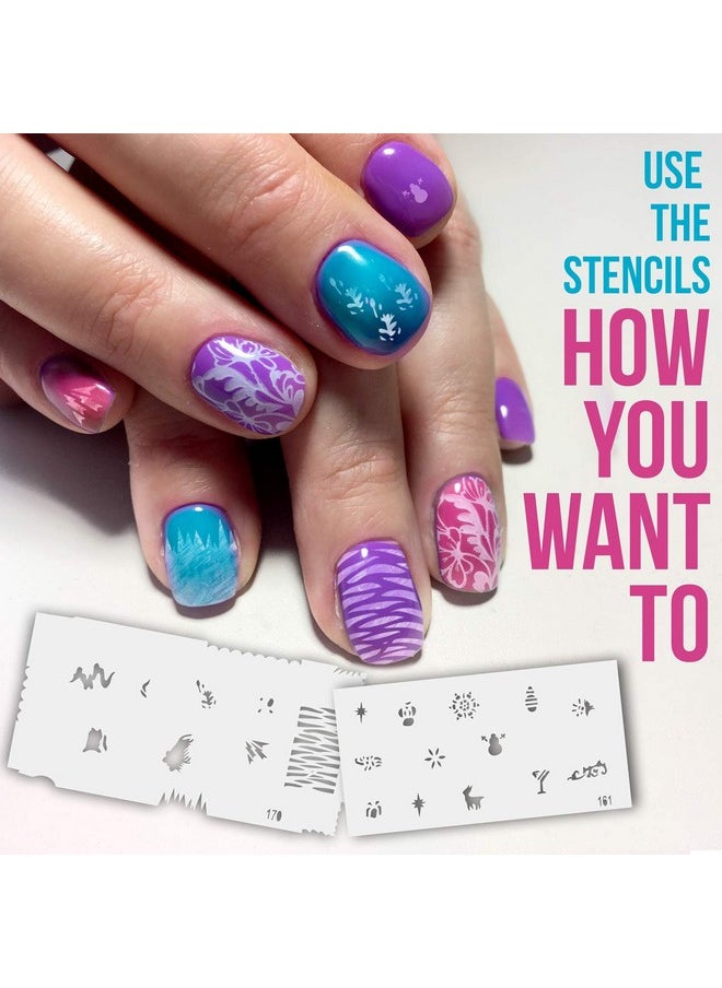 Custom Body Art Airbrush Nail Stencils - Design Series Set # 9 Includes 20 Individual Nail Templates with 15 Designs Each for a Total of 300 Designs of Series #9