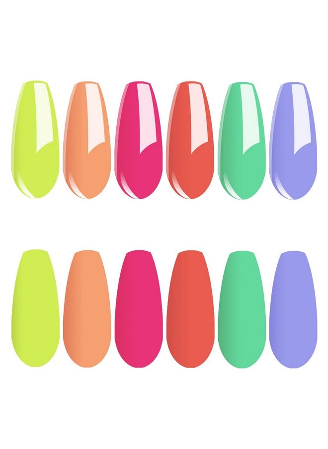 Vishine Gel Nail Polish Kit,Sunny Days Collection Nail Art 6 Colors Neon Lemon Green Peachy Coral Pink Creamy Blue Soak Off Nail Lamp Gel Polish Set Manicure 8ml