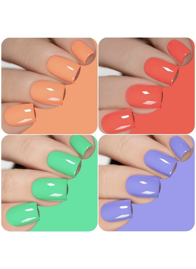 Vishine Gel Nail Polish Kit,Sunny Days Collection Nail Art 6 Colors Neon Lemon Green Peachy Coral Pink Creamy Blue Soak Off Nail Lamp Gel Polish Set Manicure 8ml