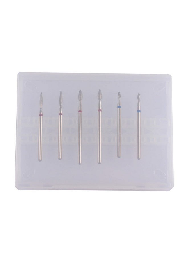 MZCMSL 6pcs Cuticle Drill Bits with Case, Pro Diamond Flame Bit for Russian Manicure,3/32 Shank efile Bit Set