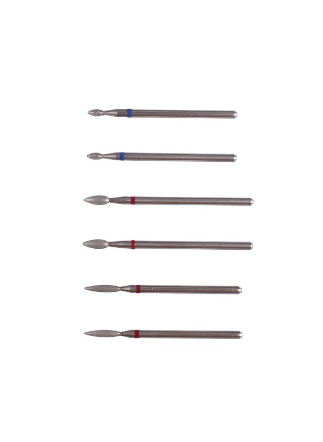 MZCMSL 6pcs Cuticle Drill Bits with Case, Pro Diamond Flame Bit for Russian Manicure,3/32 Shank efile Bit Set