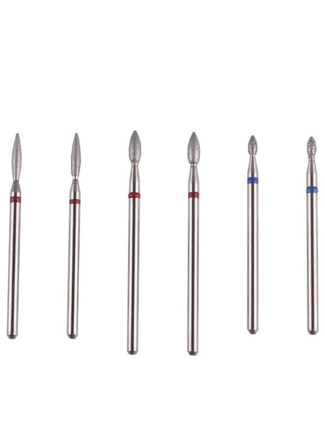 MZCMSL 6pcs Cuticle Drill Bits with Case, Pro Diamond Flame Bit for Russian Manicure,3/32 Shank efile Bit Set