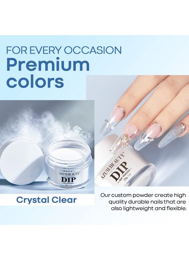 AZUREBEAUTY Clear Dip Powder for Nails, Essential Transparent Dipping Build Powder Crystal French Art Starter Manicure Beginner DIY Salon Home Gift, 1 Oz/28g
