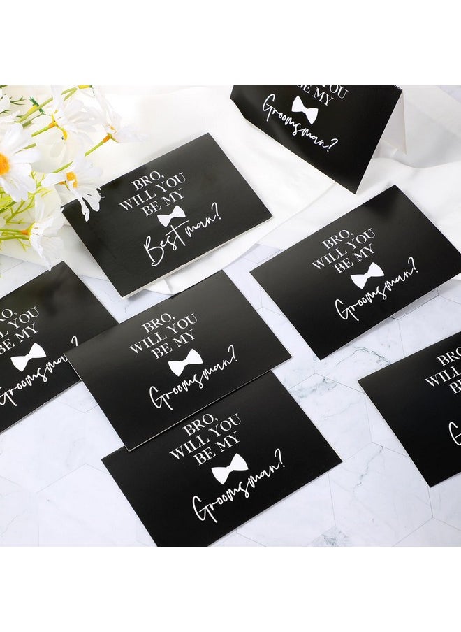 Amylove 7 Sets Groomsmen Gifts Toiletry Bag for Men Wedding Proposal Gift for Best Man PU Leather Cosmetic Bags with Zipper Shaving Bag Bowknot Greeting Card for Wedding Toiletries Accessories (Black)