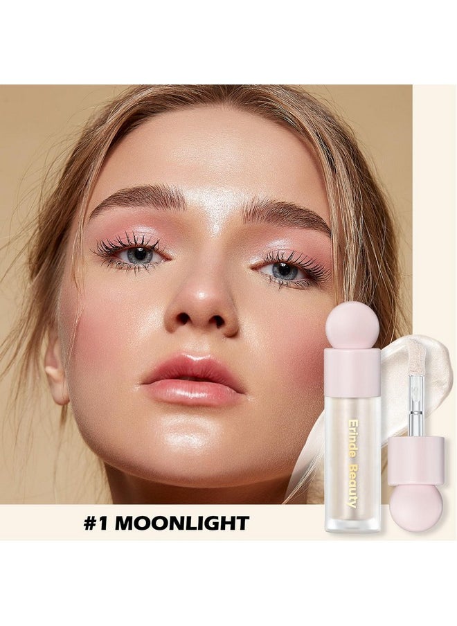 Erinde Liquid Highlighter Makeup, Face Highlighter Bronzer Makeup Stick, Natural Glossy Finish, Lightweight Blendable Silky Smooth Cream Face Illuminator Makeup, Cruelty-free, 01# MOONLIGHT