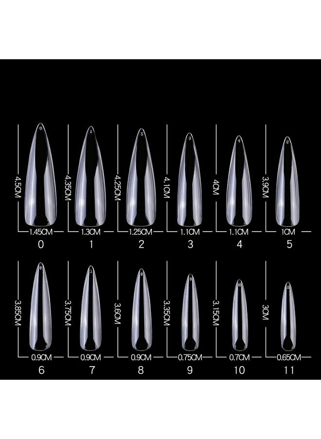 Long Stiletto False Nails,Long Sharp False Nail Tips,Easy Coffin Nails,YIMART 240pcs/box XL Stiletto False Nails Oval Stiletto Sharp Full Nail Tips Acrylic UV Gel Full Cover Nail Art Tips Decoration Nails Salon (Clear With Box)