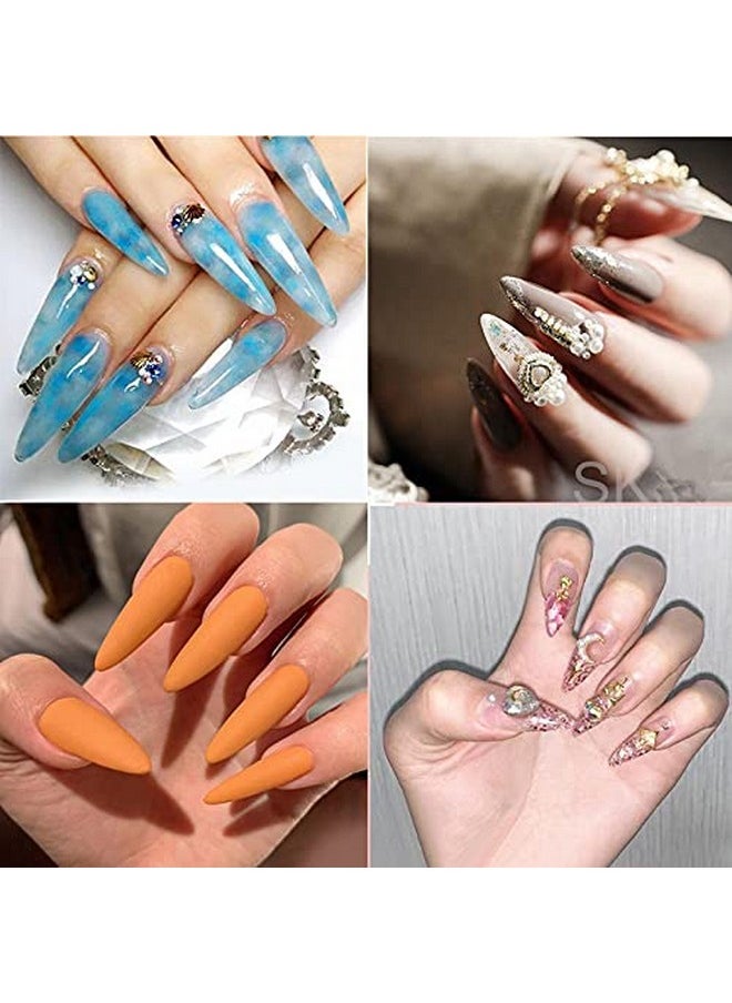 Long Stiletto False Nails,Long Sharp False Nail Tips,Easy Coffin Nails,YIMART 240pcs/box XL Stiletto False Nails Oval Stiletto Sharp Full Nail Tips Acrylic UV Gel Full Cover Nail Art Tips Decoration Nails Salon (Clear With Box)