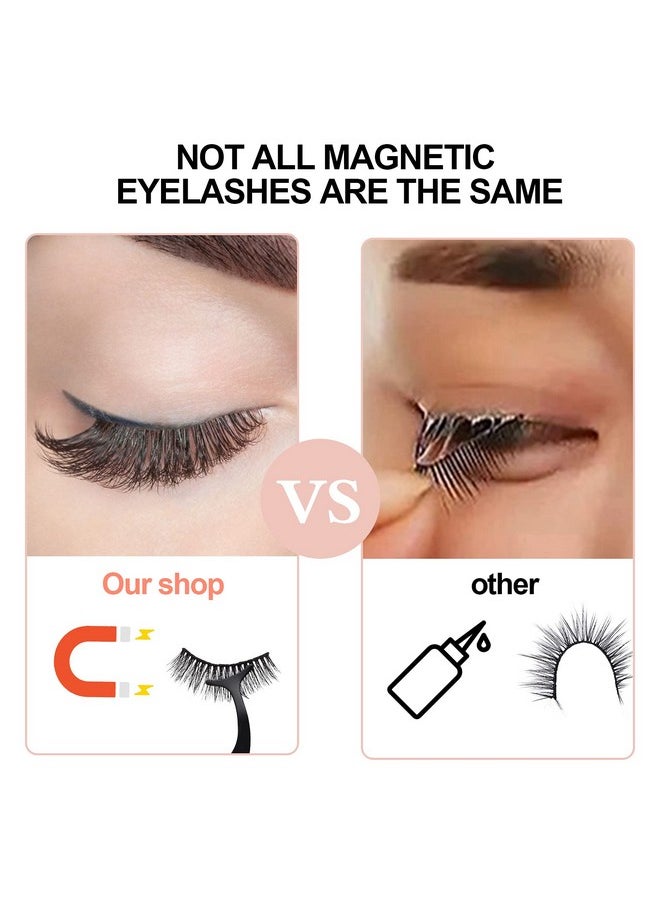 BILEYCHA Upgrade 3D Natural Magnetic Eyelashes,Lightweight Magnetic Eyeliner and Eyelashes Kit, 2 Magnetic Eyeliners- No Glue Needed (10 Pairs)