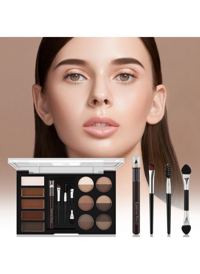 Apooliy Eyebrow Powder Palette Set, 12 Colors of Eyebrow Powder, 5 Colors of Eyebrow Mascara, 4 Eyebrow Stencils, Eyebrow Brush and Pencil, Volumizing Eyebrow Gel to Creates Natural Brows