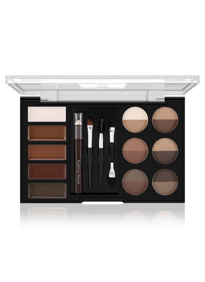 Apooliy Eyebrow Powder Palette Set, 12 Colors of Eyebrow Powder, 5 Colors of Eyebrow Mascara, 4 Eyebrow Stencils, Eyebrow Brush and Pencil, Volumizing Eyebrow Gel to Creates Natural Brows