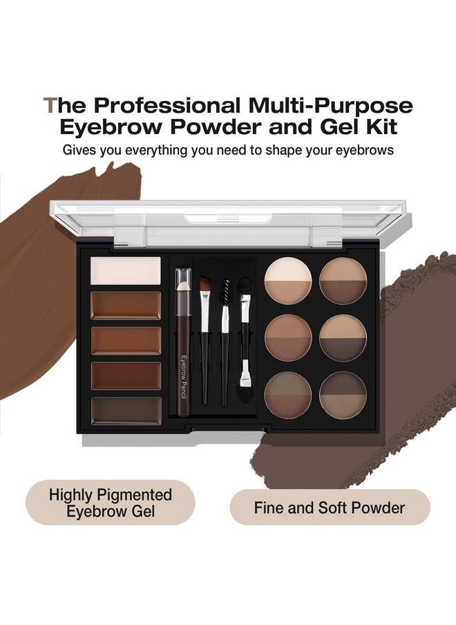 Apooliy Eyebrow Powder Palette Set, 12 Colors of Eyebrow Powder, 5 Colors of Eyebrow Mascara, 4 Eyebrow Stencils, Eyebrow Brush and Pencil, Volumizing Eyebrow Gel to Creates Natural Brows