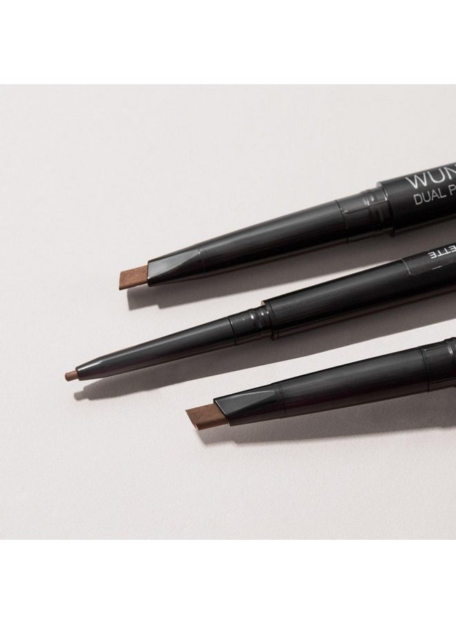 Wunderbrow Dual Precision Brow Liner, Eyebrow Liner Pencil With Angled Tip and Ultra Fine Tip Dual Precision Brow Liner Eye Brow Make Up, Color Black/Brown