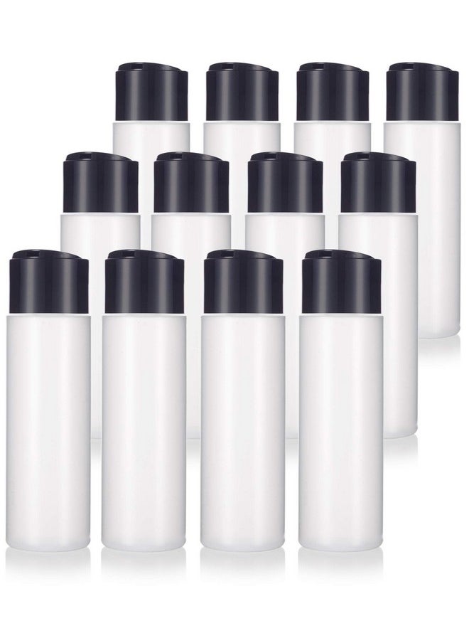 JUVITUS 8 oz / 250 ml Professional Natural Clear Refillable Plastic Squeeze Bottle with Wide Black Disc Cap Lid (12 pack)