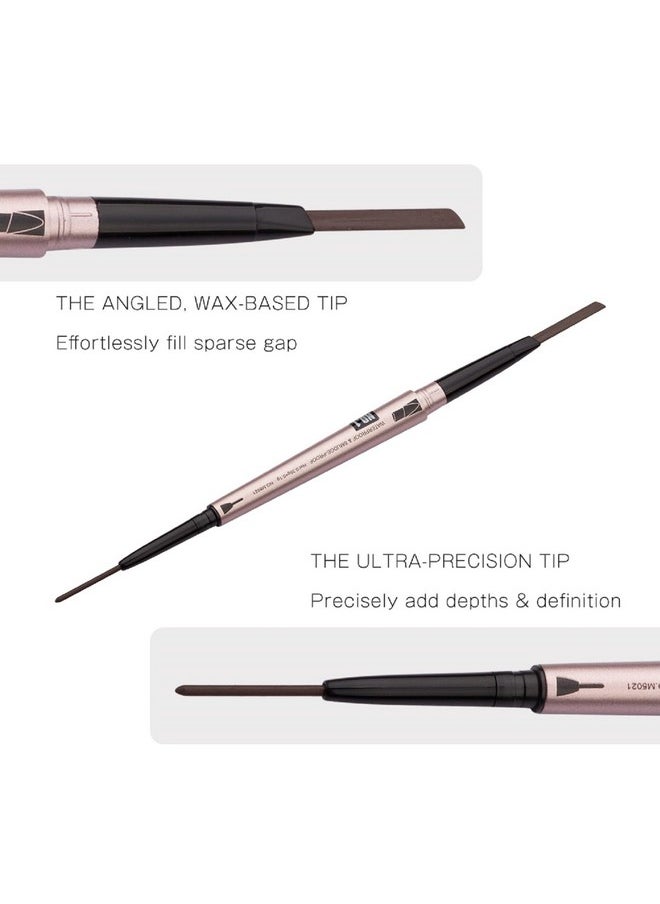 [ 2 Pack]Eyebrow Pencil, Waterproof Eyebrow Makeup with Dual Ends, Professional Brow Enhancing Kit with Eyebrow Brush (Dark Brown #1)