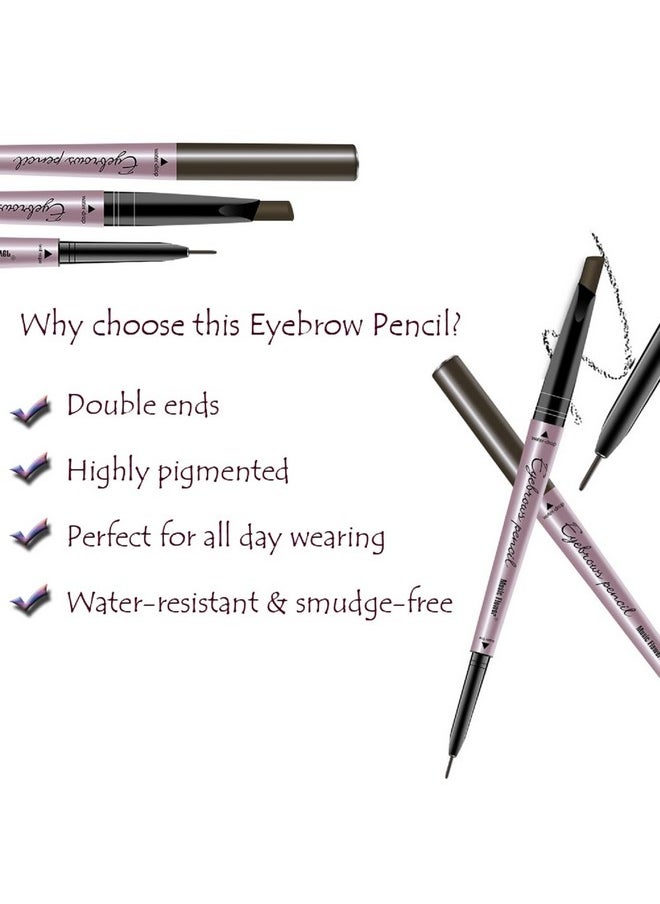 [ 2 Pack]Eyebrow Pencil, Waterproof Eyebrow Makeup with Dual Ends, Professional Brow Enhancing Kit with Eyebrow Brush (Dark Brown #1)