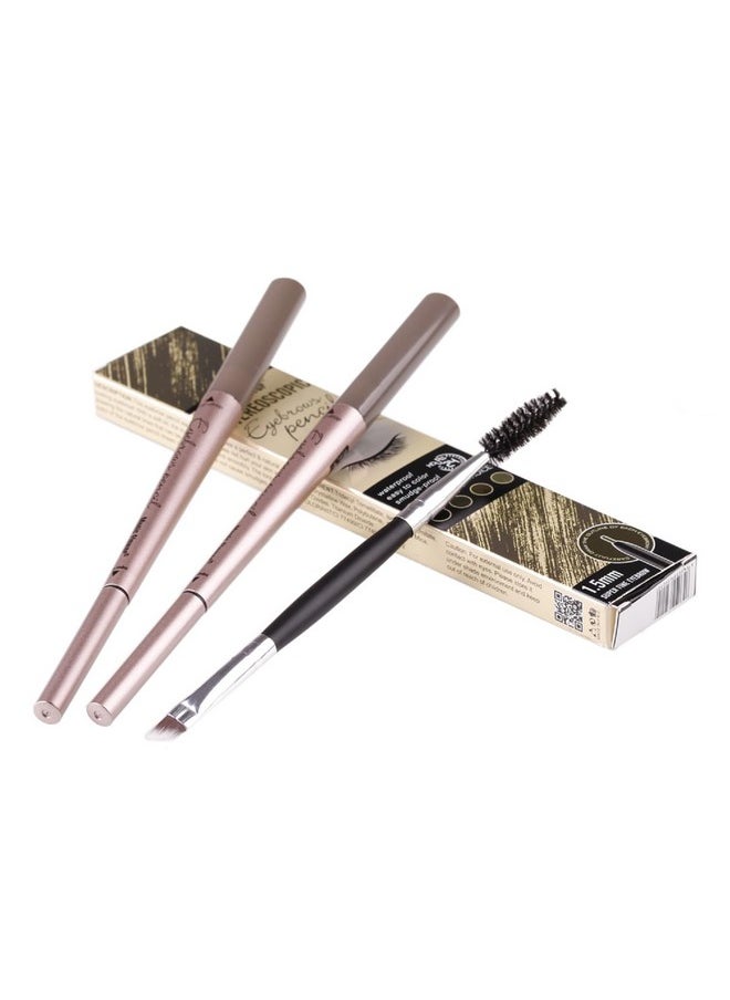 [ 2 Pack]Eyebrow Pencil, Waterproof Eyebrow Makeup with Dual Ends, Professional Brow Enhancing Kit with Eyebrow Brush (Dark Brown #1)