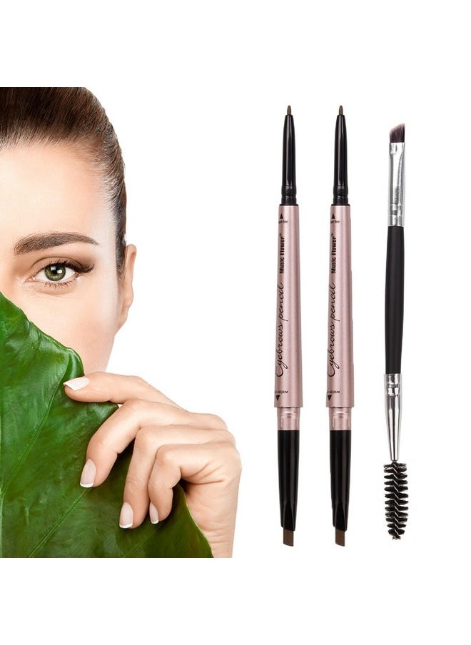 [ 2 Pack]Eyebrow Pencil, Waterproof Eyebrow Makeup with Dual Ends, Professional Brow Enhancing Kit with Eyebrow Brush (Dark Brown #1)