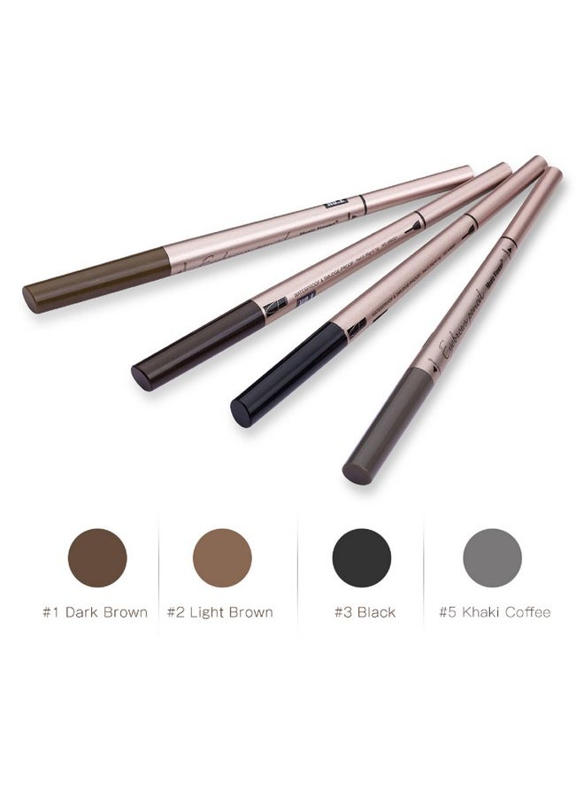[ 2 Pack]Eyebrow Pencil, Waterproof Eyebrow Makeup with Dual Ends, Professional Brow Enhancing Kit with Eyebrow Brush (Dark Brown #1)