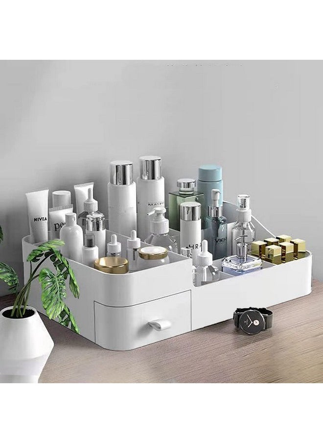 wolpin 1 Pc Makeup Organiser Cosmetic Makeup Lipstick Storage Box with Drawer Plastic Case Holder Skin Care Products for Dressing Table (26 x 17 x 8 cm)