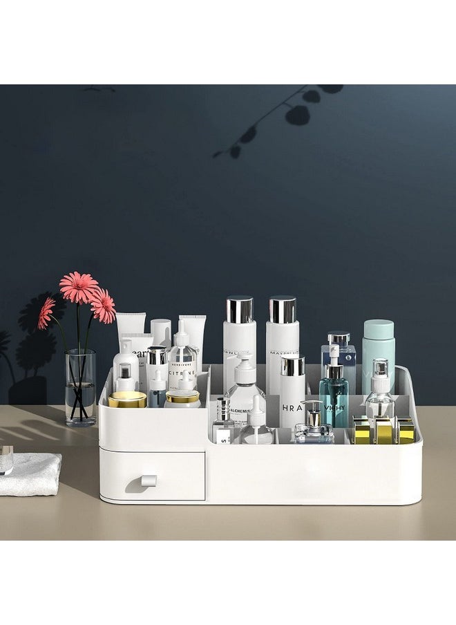 wolpin 1 Pc Makeup Organiser Cosmetic Makeup Lipstick Storage Box with Drawer Plastic Case Holder Skin Care Products for Dressing Table (26 x 17 x 8 cm)
