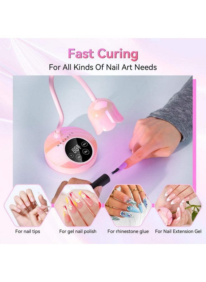 Makartt UV LED Nail Lamp - Mini UV Light for Gel Nails Polish Fast Curing Goosenecks UV Lamp 10W Rechargeable LED Nail Light Nail Dryer with 4 Timers & Auto Sensor Nail Lamp for Salon Home DIY Use